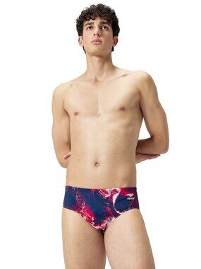 Men's Lunar Storm Brief Swimsuit Team Navy/Red/White 34